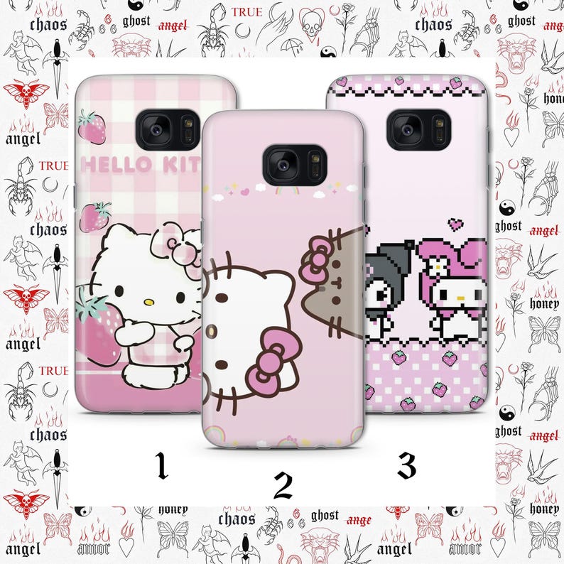 Hello Kitty KK8 Phone Case Cover For Samsung Galaxy S5 S6 S7 S8 S9 Edge Plus LTE NEO Models Japan Japanese Kitty White Cartoon Character Cat image 1