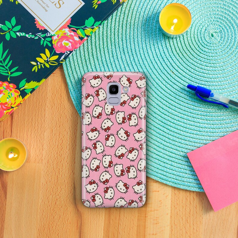 Funda de Hello Kitty KK6 para Samsung Galaxy A3, A5, A6, A7, A8, J3, J5, J6 y J7, diseño japonés de gatito blanco. imagen 7