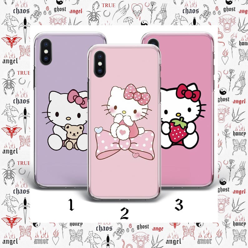 Hello Kitty KK1 Phone Case Cover For Apple iPhone 5 SE 2020 2022 6 7 8 X Xs XR MaX PLuS Models Japan Japanese Kitty White Cartoon Character image 3