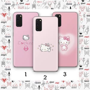 ハローキティ KK5 携帯ケース Samsung Galaxy S20 S21 S22 S23 S24 S25 FE Plus Ultra Edge用 日本製 キティちゃん 白 漫画キャラクター 画像 1