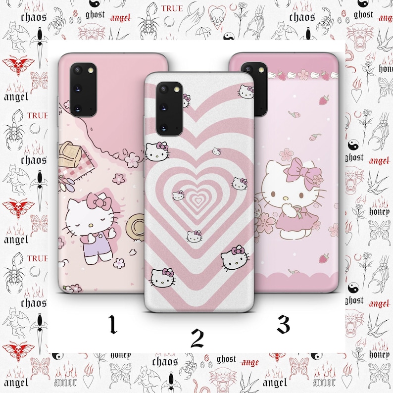 Hello Kitty KK3 Phone Case Cover For MANY VARIOUS Samsung Galaxy Models Japan Japanese Kitty White Cartoon Character Kitten image 1