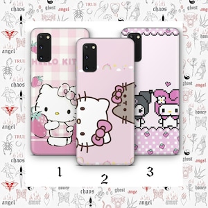 Funda de Hello Kitty KK8 para Samsung Galaxy S20, S21, S22, S23, S24, S25 FE Plus, Ultra Edge, diseño japonés de gatito blanco. imagen 1