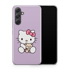 Funda de Hello Kitty KK1 para Samsung A14, A15, A16, A17, A25, A26, A33, A34, A35, A36, A53, A54, A55, A56, A72, A73 y más modelos, Japón, Kitty, blanco 1
