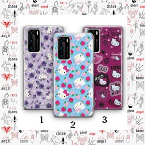 Hello Kitty KK2 Handytasche Hülle Für Huawei P9 P10 P20 P30 P40 Lite PRO Plus LG G5 G6 Modell Japan Japanische Kitty Weiß Cartoon Charakter Katze Bild 1