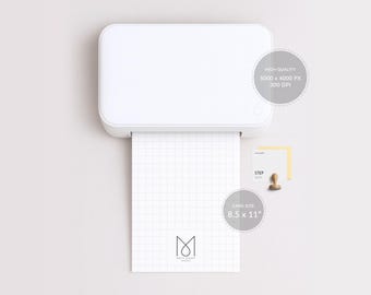 8.5x11 Printer Paper Mockup, Minimal Office Top View, Blank Sheet Stationery Scene, PSD Smart Object Template for Branding