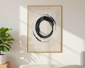 Japandi Wall Art – Zen Enso Circle Ink Painting (Digital Download)