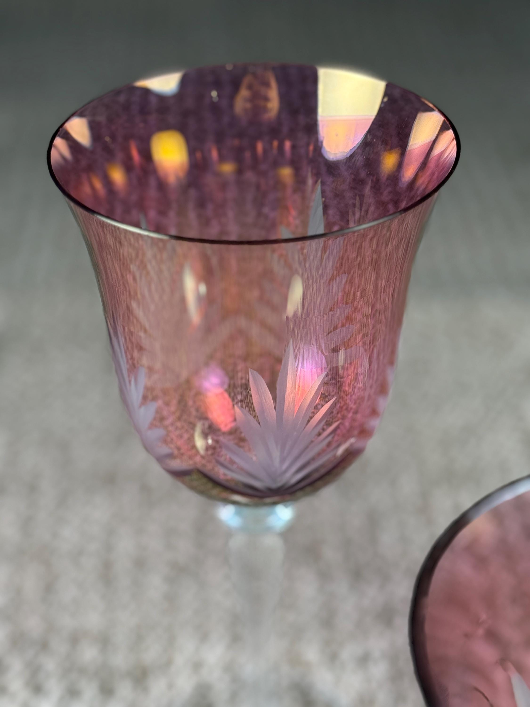 Pink Etched Goblets - Etsy