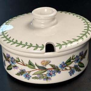 Portmeirion Botanic Garden Preserve Pot | Forget-Me-Not Jam Jar, Earthenware Lidded Container
