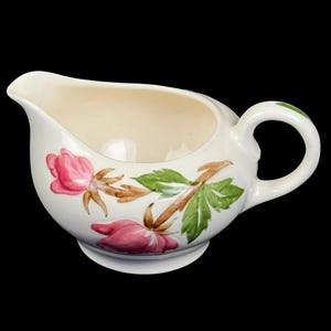 Vintage Continental Kilns Creamer Pitcher, Pink Floral Hand-Painted, Ohio Pottery