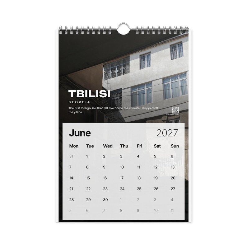 2027 Travel Photography Wall Calendar, 12 Places in Asia & Europe, Monthly QR Code Travel Stories, Gift for Travel Lovers