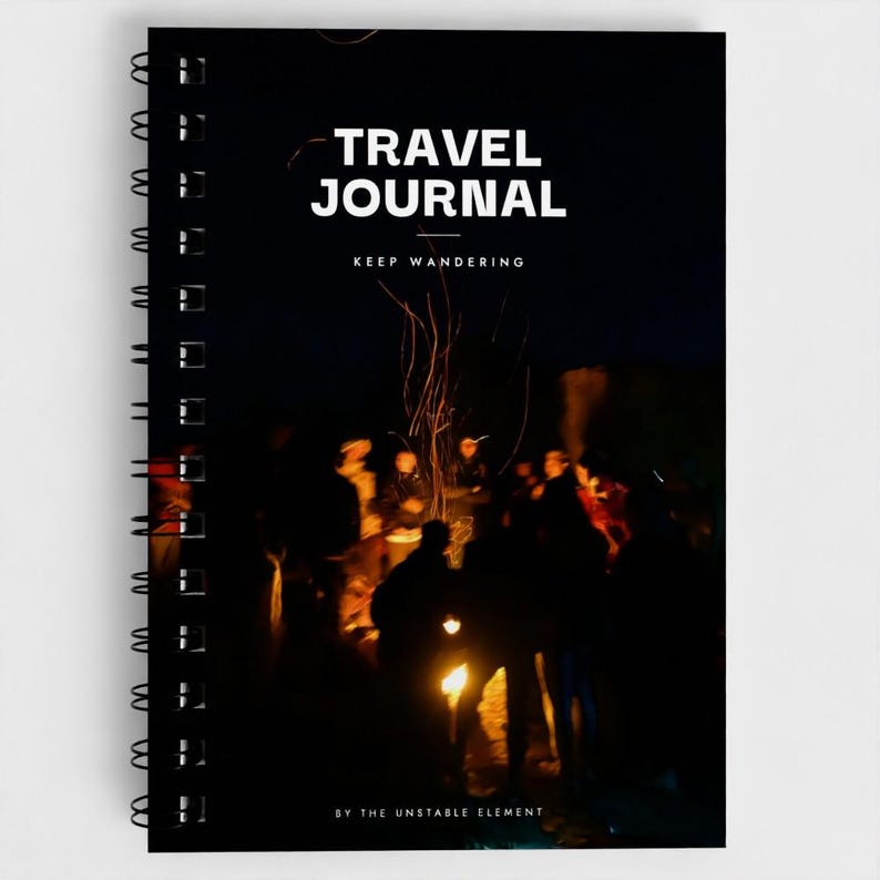 A5 Travel Journal Planner, Mount Bromo Campfire Cover, Spiral Bound (120 Pages) image 1