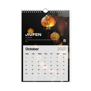 2027 Travel Photography Wall Calendar, 12 Places in Asia & Europe, Monthly QR Code Travel Stories, Gift for Travel Lovers