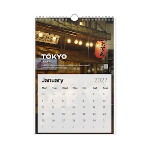 2027 Travel Photography Wall Calendar, 12 Places in Asia & Europe, Monthly QR Code Travel Stories, Gift for Travel Lovers
