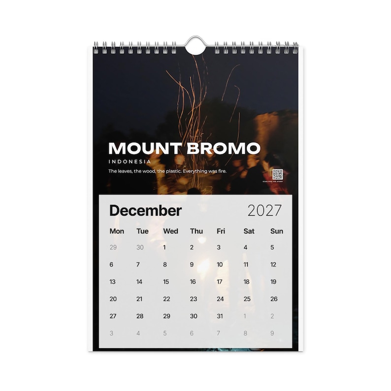 2027 Travel Photography Wall Calendar, 12 Places in Asia & Europe, Monthly QR Code Travel Stories, Gift for Travel Lovers