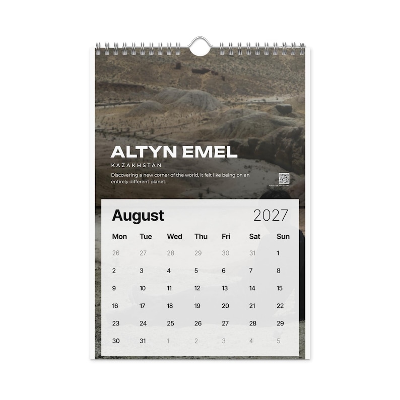 2027 Travel Photography Wall Calendar, 12 Places in Asia & Europe, Monthly QR Code Travel Stories, Gift for Travel Lovers