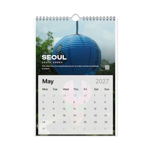 2027 Travel Photography Wall Calendar, 12 Places in Asia & Europe, Monthly QR Code Travel Stories, Gift for Travel Lovers