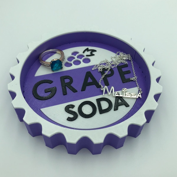 Pixar Up Grape Soda Pin Ellie Badge Jewelry and Trinket Tray to hold rings, necklaces, bracelets, earrings, pins, etc. on vanity
