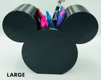 LARGE Mickey Mouse 3D Printed Disney Pen, Pencil, Paint Brush Holder for desk, work, office, Makeup Brush Holder, vanity, Tiered Tray Decor