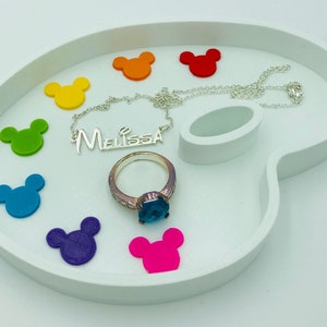 Paint Palette with Mickey Mouse Rainbow Paint Blobs Artist Jewelry and Trinket Tray to hold rings, necklaces, bracelets, earrings, pins, etc