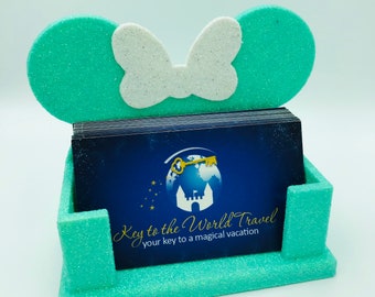 Glittered Minnie Mouse Ears 3D Printed Disney Business Card Holder for desk, work, office, graduation gift