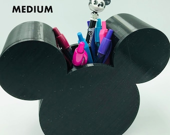 MEDIUM Mickey Mouse 3D Printed Disney Pen, Pencil, Paint Brush Holder for desk, work, office, Makeup Brush Holder, vanity, Tiered Tray Decor