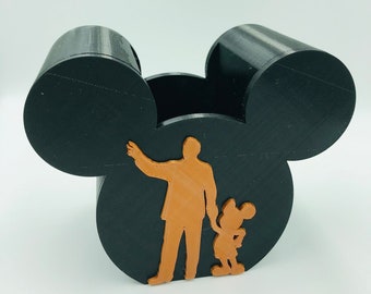Mickey Mouse Partners Statue Walt Disney 3D Printed Disney Pen, Pencil, Paint Brush Holder desk, work, office, Makeup Brush, Tiered Tray