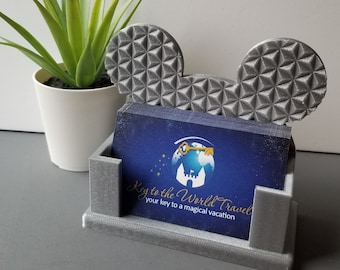 Spaceship Earth Epcot Mickey Mouse Ears 3D Printed Disney Business Card Holder for desk, work, office, dorm