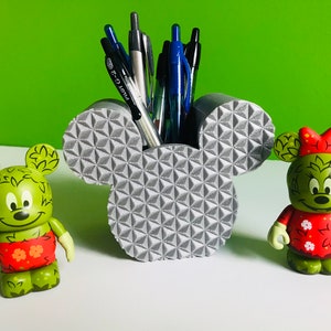 Mickey Mouse Spaceship Earth 3D Printed Disney Pen, Pencil, Paint Brush Holder for desk, work, office, dorm, Makeup Brush Holder for vanity