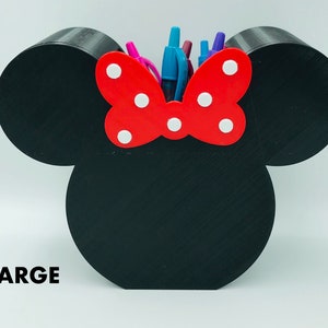 LARGE Minnie Mouse Bow 3D Printed Disney Pen, Pencil, Paint Brush Holder desk, work, office, Makeup Brush Holder, vanity, Tiered Tray Decor