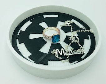 Star Wars Imperial Crest Logo Dark Side Jewelry and Trinket Tray to hold rings, necklaces, bracelets, earrings, pins, etc. on vanity
