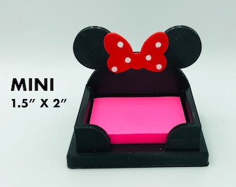 MINI Minnie Mouse Bow 3D Printed Disney 1.5" x 2" Sticky Note Holder for desk, work, office, dorm, graduation gift