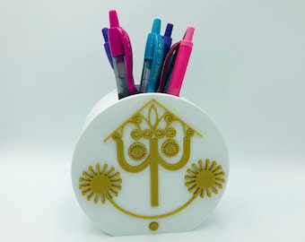 It's a Small World Clock Face 3D Printed Disney Pen and Pencil Holder for desk, work, office, makeup holder for make up brushes, vanity