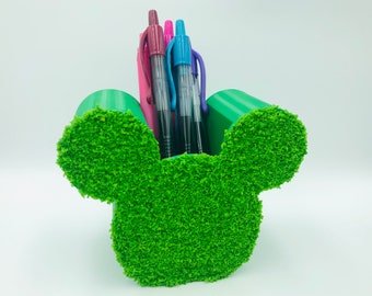 Mickey Mouse Topiary Rose Bush Flower and Garden 3D Printed Disney Pen, Pencil, Paint Makeup Brush Holder, desk, work, office, Tiered Tray