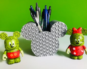 Mickey Mouse Spaceship Earth 3D Printed Disney Pen, Pencil, Paint Brush Holder for desk, work, office, dorm, Makeup Brush Holder for vanity