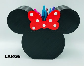 LARGE Minnie Mouse Bow 3D Printed Disney Pen, Pencil, Paint Brush Holder desk, work, office, Makeup Brush Holder, vanity, Tiered Tray Decor