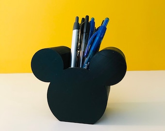 SMALL Mickey Mouse 3D Printed Disney Pen, Pencil, Paint Brush Holder for desk, work, office, Makeup Brush Holder, Tiered Tray Decor