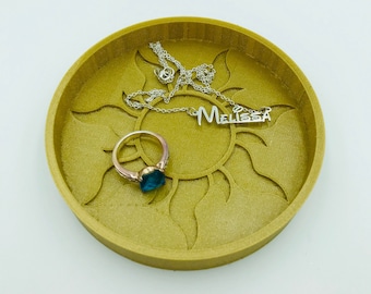 Rapunzel Tangled Sun Jewelry and Trinket Tray to hold rings, necklaces, bracelets, earrings, pins, etc. on vanity