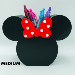 MEDIUM Minnie Mouse Bow 3D Printed Disney Pen, Pencil, Paint Brush Holder desk, work, office, Makeup Brush Holder, vanity, Tiered Tray Decor
