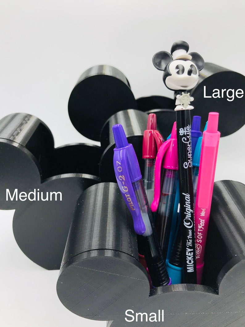 SMALL Mickey Mouse 3D Printed Disney Pen, Pencil, Paint Brush Holder for desk, work, office, Makeup Brush Holder, Tiered Tray Decor image 8