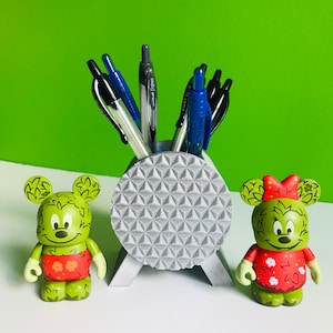 Spaceship Earth 3D Printed Disney Pen, Pencil, Paint Brush Holder for desk, work, office, dorm, Makeup Brush Holder for vanity