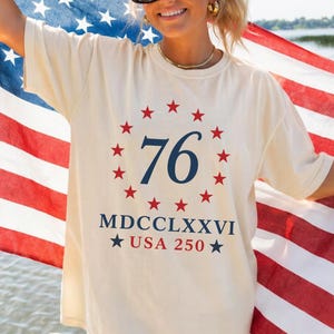 76 USA 250 Shirt,1776 Roman Numeral Patriotic Tee,Independence Day,American Shirt,Vintage USA Tee