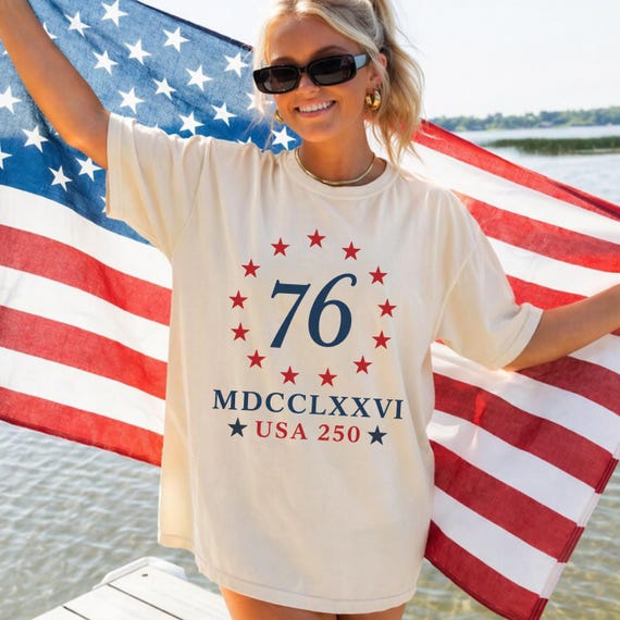 76 USA 250 Shirt,1776 Roman Numeral Patriotic Tee,Independence Day,American Shirt,Vintage USA Tee