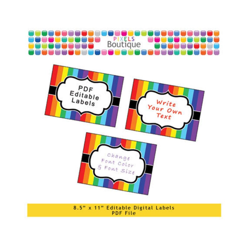 Favor s Printable No 5 Buffet Or Food Cards 3 5 X 2 5 Labels Pdf Editable Rainbow Stripes s Stickers Labels s Paper Party Supplies Lifepharmafze Com