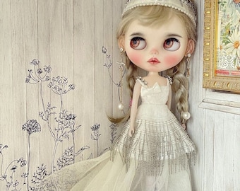 BHC White Bridal Gown Dress Set for Blythe dolls - doll outfit dress clothes