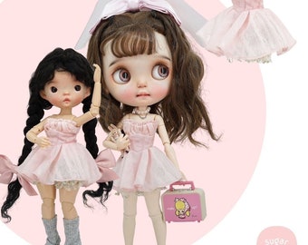 Último conjunto - SugarA Date con vestido rosa primaveral para muñecas Blythe - - Blythe trajes ropa vestido
