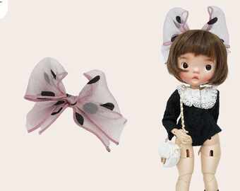 SugarA 2022 Spring Collection Pink Polka Bowknot Headdress for Blythe dolls - Blythe outfits clothes dress