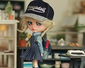Miss yo 2018 Bib Pleated Skirt for Blythe dolls JerryBerry dolls - Stripes ( Blythe dress outfits clothes )
