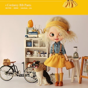 20% OFF - Miss yo 2020 Corduroy Bib Skirt for Blythe dolls - Yellow (doll dress outfits )