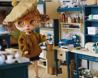 Miss yo 2023 Ginger Round Neckline Loose Knit Sweater for Blythe dolls  (doll clothes dress outfits )