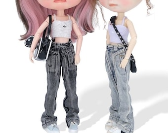 Pre-order Neon Apple Summer Jeans for Blythe dolls - doll clothes outfits dresses - 3 colors in - White Pink Green